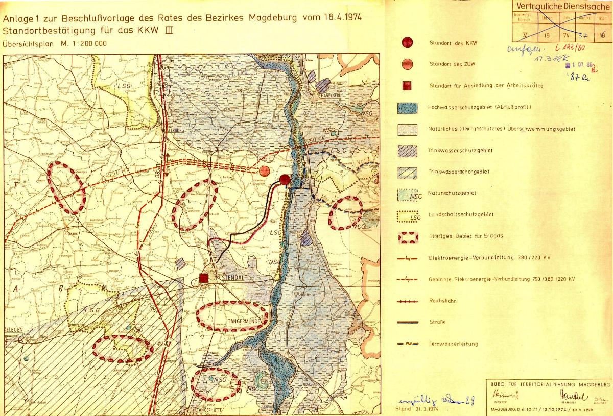  KKW Stendal, Schutzgebietserklärung 1974 