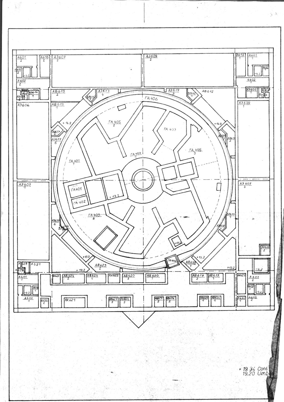  KKW Stendal, Baustelle 1990, Kote/Ebene + 19.43 Containment / 19.20 Umbau 