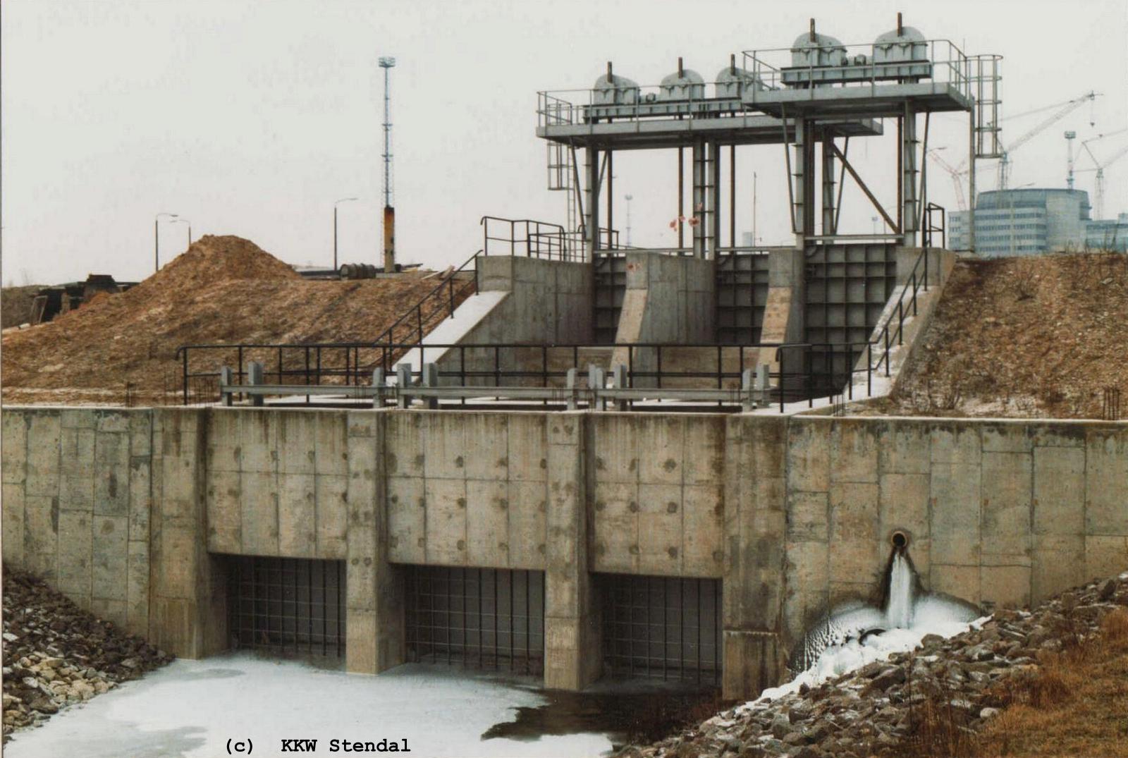  KKW Stendal, Baustelle 1990,>Nebenkhlwassr Block A, Auslaufbauwerk  