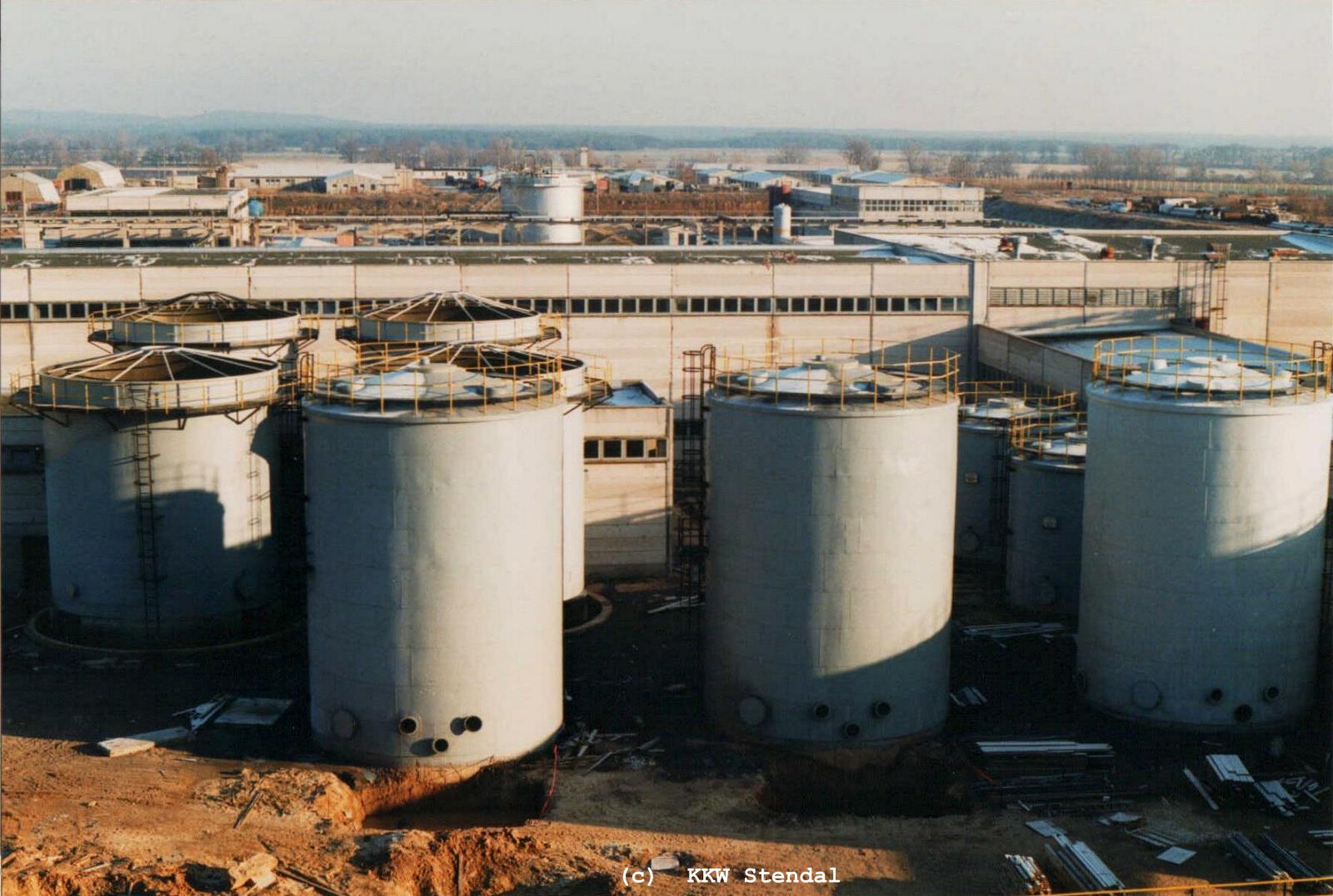  KKW Stendal, Baustelle 1990, Tankhof Zusatzspeisewasseraufbereitung 