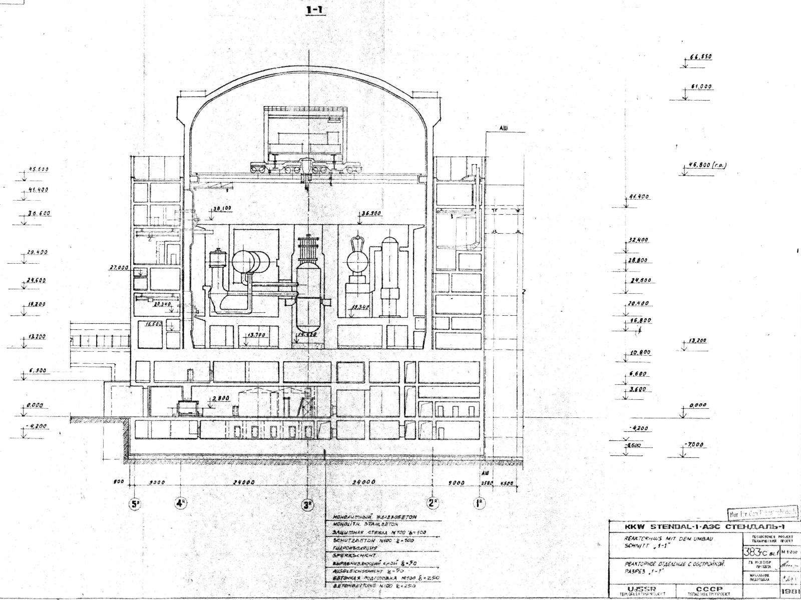 Nuclear Power Plant Stendal, WWER1000-Reaktorgebäude 