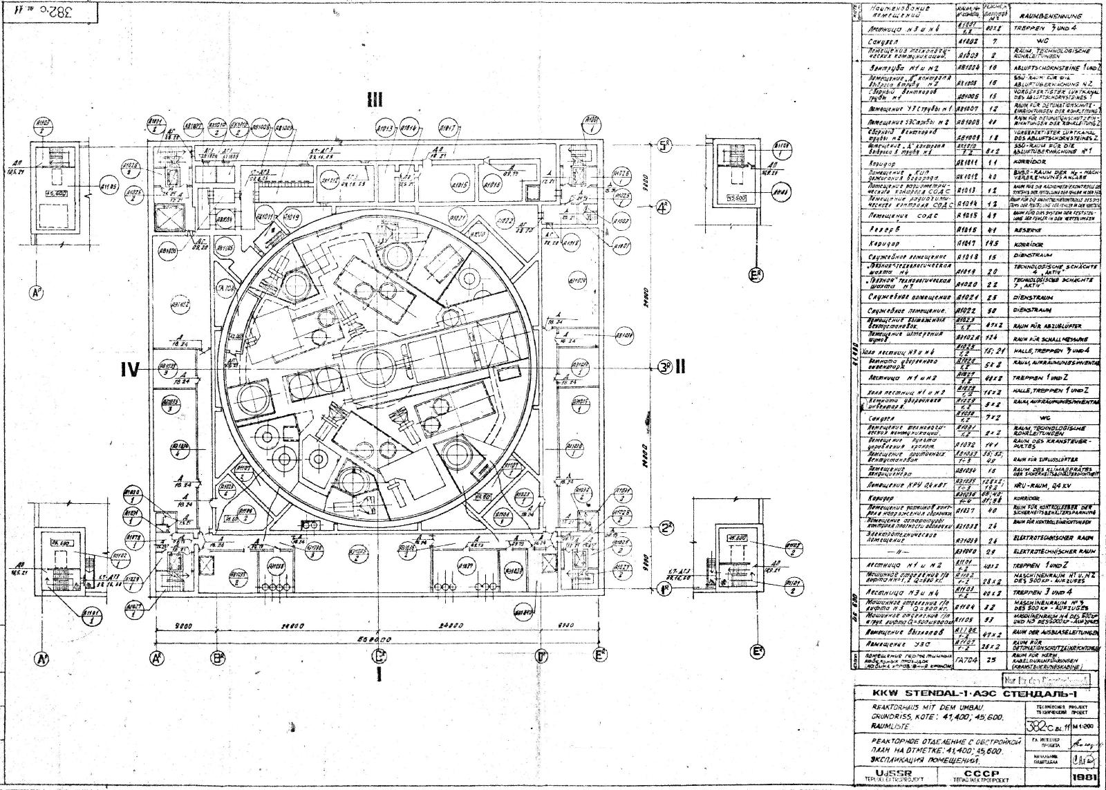 Nuclear Power Plant Stendal, WWER1000-Reaktorgebäude 